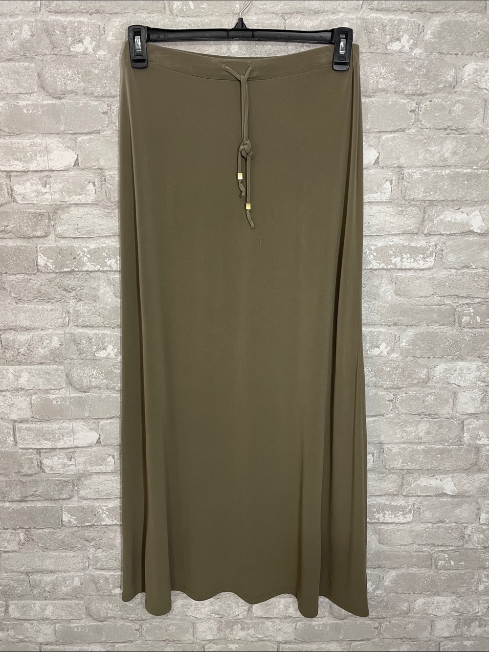 Michael Kors Olive Green Drawstring Maxi Skirt